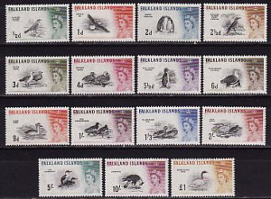 Фалкленды, 1960, Птицы, Королева, 15 марок MNH Михель 220 евро